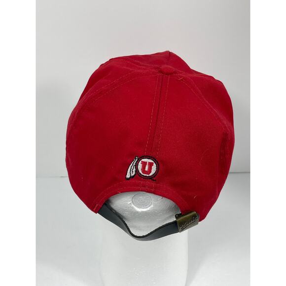 Vintage University Of Utah Red Leather Strapback Hat Front Embroidered - Picture 6 of 12